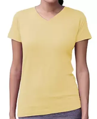 3507 LA T Ladies V-Neck Longer Length T-Shirt in Butter