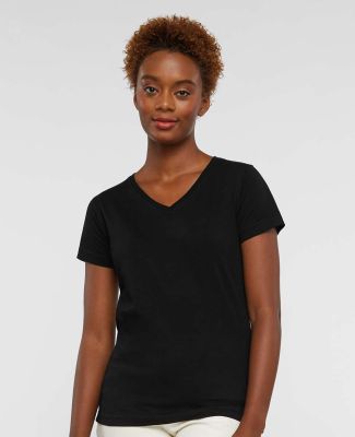 3507 LA T Ladies V Neck Longer Length T Shirts in Black