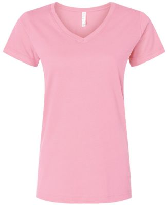 3507 LA T Ladies V Neck Longer Length T Shirts in Pink