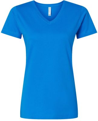 3507 LA T Ladies V Neck Longer Length T Shirts in Cobalt