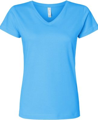 3507 LA T Ladies V Neck Longer Length T Shirts in Aqua