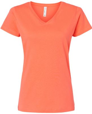3507 LA T Ladies V Neck Longer Length T Shirts in Papaya