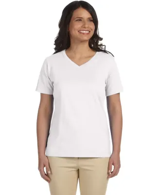 3587 LA T Ladies' V-Neck T-Shirt in White