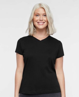3587 LA T Ladies' V Neck T Shirts in Black