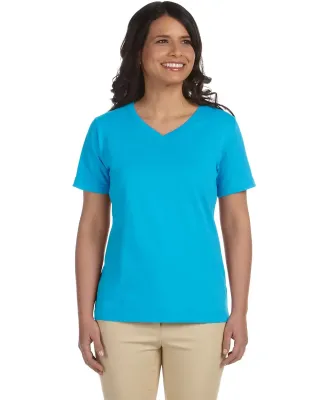 3587 LA T Ladies' V-Neck T-Shirt in Aqua