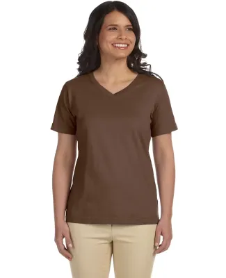 3587 LA T Ladies' V-Neck T-Shirt in Brown