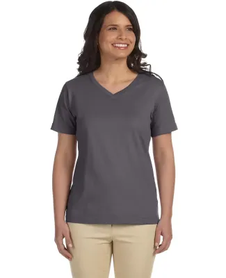 3587 LA T Ladies' V-Neck T-Shirt in Charcoal