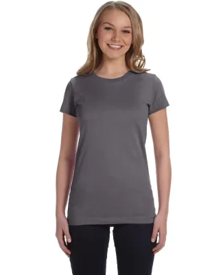 3616 LA T Juniors' Fine Jersey Longer Length T-Shi in Charcoal