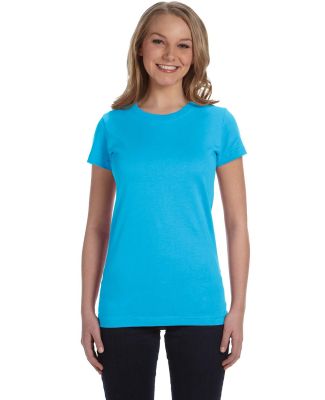 3616 LA T Juniors' Fine Jersey Longer Length T-Shi in Aqua