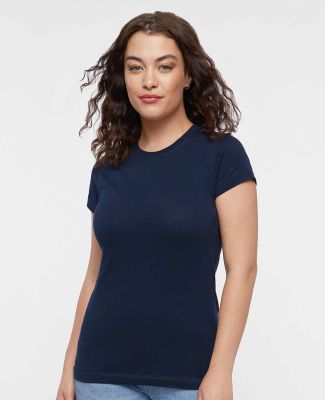 3616 LA T Juniors' Fine Jersey Longer Length T-Shi in Navy