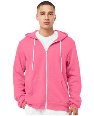 BELLA+CANVAS 3739 Unisex Poly-Cotton Fleece Zip Ho in Heather charity pink