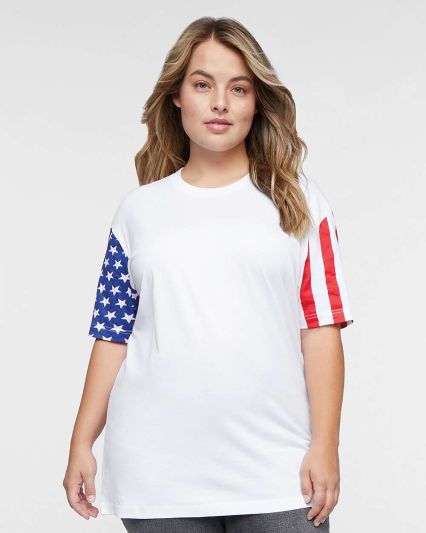 3976 Code V Adult Jersey Stars & Stripes Tee in White