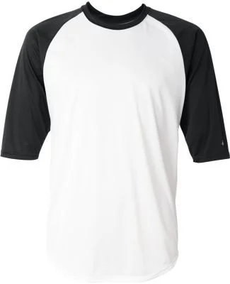 4133 Badger Adult Performance 3/4 Sleeve Raglan-Sl in White/ black