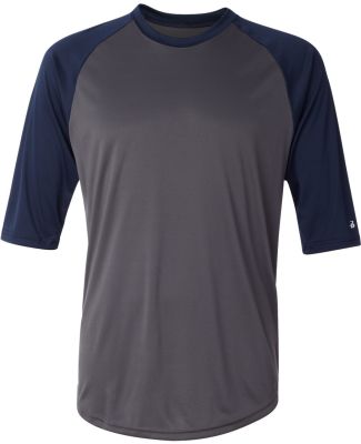 4133 Badger Adult Performance 3/4 Sleeve Raglan-Sl in Graphite/ navy