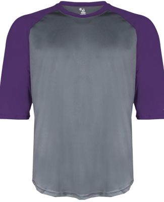 4133 Badger Adult Performance 3/4 Sleeve Raglan-Sl in Graphite/ purple