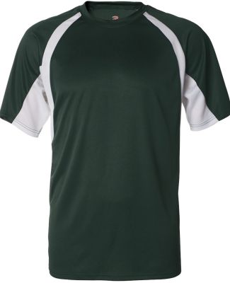4144 Badger Adult B-Core Short-Sleeve Two-Tone Hoo in Forest/ white