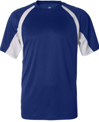4144 Badger Adult B-Core Short-Sleeve Two-Tone Hoo in Royal/ white
