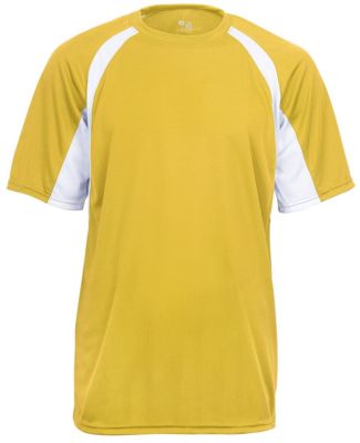 4144 Badger Adult B-Core Short-Sleeve Two-Tone Hoo in Gold/ white