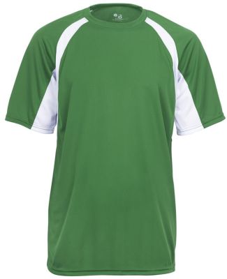 4144 Badger Adult B-Core Short-Sleeve Two-Tone Hoo in Kelly/ white