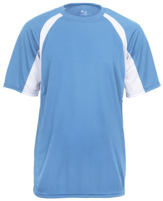 4144 Badger Adult B-Core Short-Sleeve Two-Tone Hoo in Columbia blue/ white