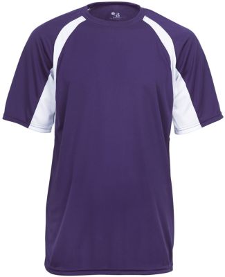 4144 Badger Adult B-Core Short-Sleeve Two-Tone Hoo in Purple/ white