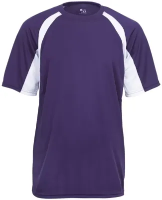 4144 Badger Adult B-Core Short-Sleeve Two-Tone Hoo Purple/ White