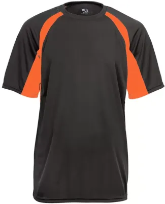4144 Badger Adult B-Core Short-Sleeve Two-Tone Hoo Graphite/ Safety Orange