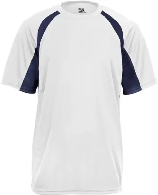 4144 Badger Adult B-Core Short-Sleeve Two-Tone Hoo White/ Navy