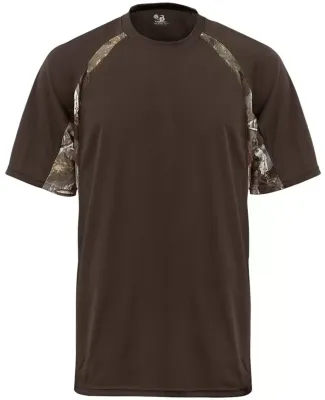 4144 Badger Adult B-Core Short-Sleeve Two-Tone Hoo Brown/ Force