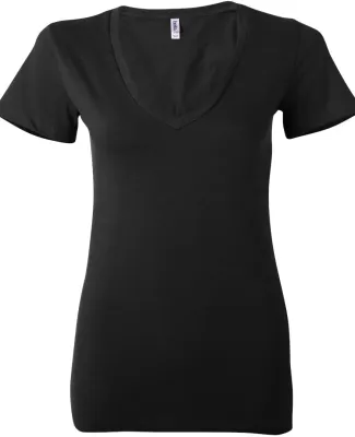 BELLA 6035 Womens Deep V Neck T Shirts in Black