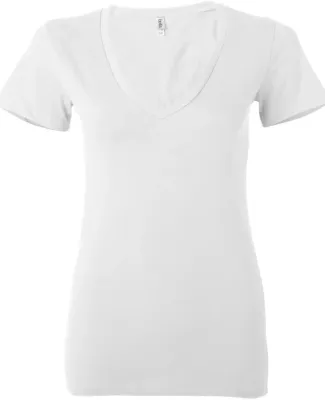 BELLA 6035 Womens Deep V Neck T Shirts in White