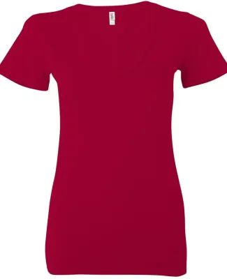 BELLA 6035 Womens Deep V Neck T Shirts in Red