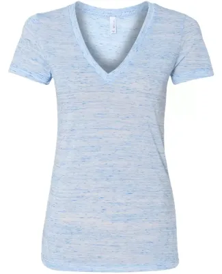 BELLA 6035 Womens Deep V Neck T Shirts in Blue marble