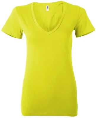 BELLA 6035 Womens Deep V Neck T Shirts in Neon yellow