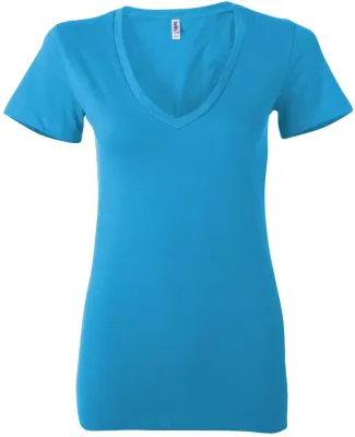 BELLA 6035 Womens Deep V Neck T Shirts in Neon blue