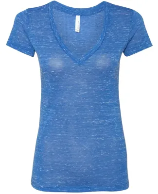 BELLA 6035 Womens Deep V Neck T Shirts in True royal mrble