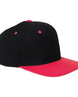 Yupoong 6089M Wool Blend Snapback GREEN Under Bill in Black/ red