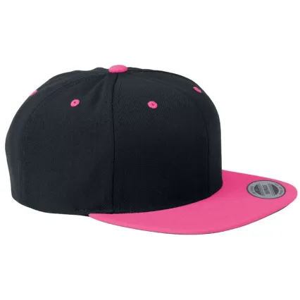 Yupoong 6089M Wool Blend Snapback GREEN Under Bill in Black/ neon pink