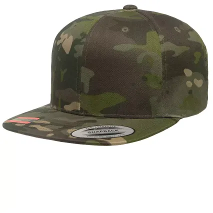 Yupoong 6089M Wool Blend Snapback GREEN Under Bill in Multicam tropic