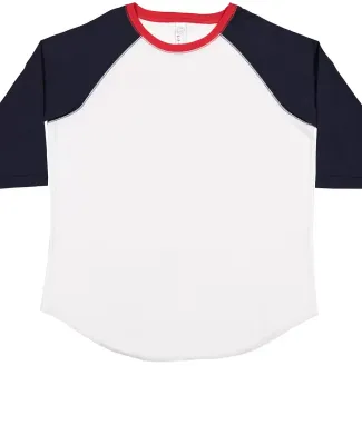 6130 LA T Youth Vintage Baseball T-Shirt in White/ navy/ red