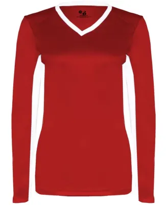 6164 Badger Ladies' Core Performance Dig Long-Slee Red/ White