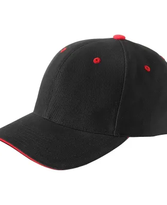 6262 Yupoong Brushed Cotton Twill Sandwich Cap BLACK/ RED