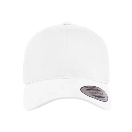 6363 Yupoong Solid Brushed Cotton Twill Cap in White