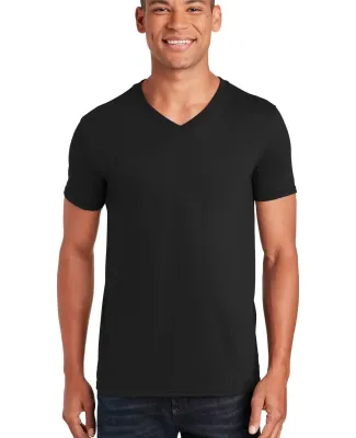 64V00 Gildan Adult Softstyle V-Neck T-Shirt in Black