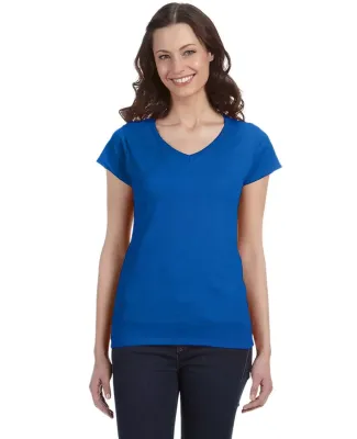 64V00L Gildan Junior Fit Softstyle V-Neck T-Shirt in Royal blue
