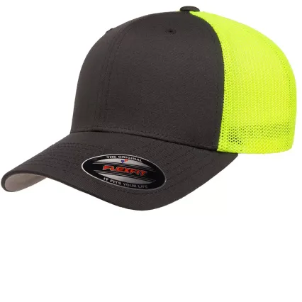 6511 Flexfit in Charcoal/ neon yellow