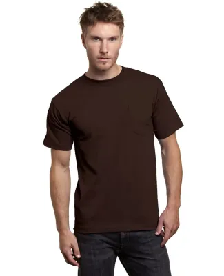 7100 Bayside Adult Short-Sleeve Tee with Pocket in Chocolate