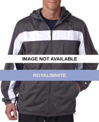 7705 Badger Adult Brushed Tricot Hooded Jacket Royal/White