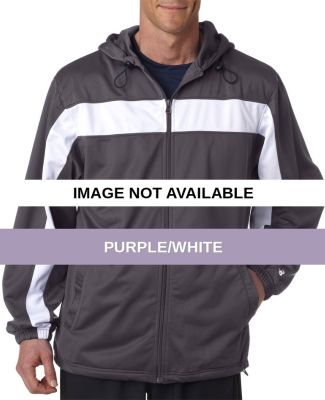 7705 Badger Adult Brushed Tricot Hooded Jacket Purple/White