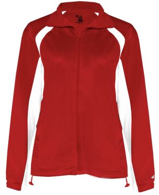 7902 Badger Ladies' Hook Brushed Tricot Polyester  Red/ White